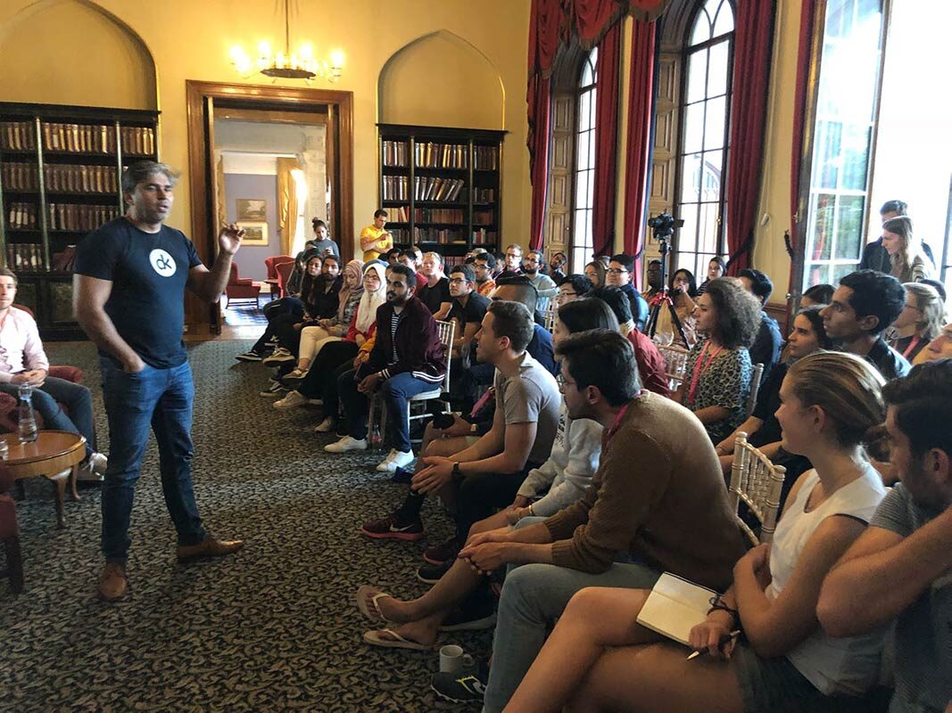 The mentoring hall filled with startup teams