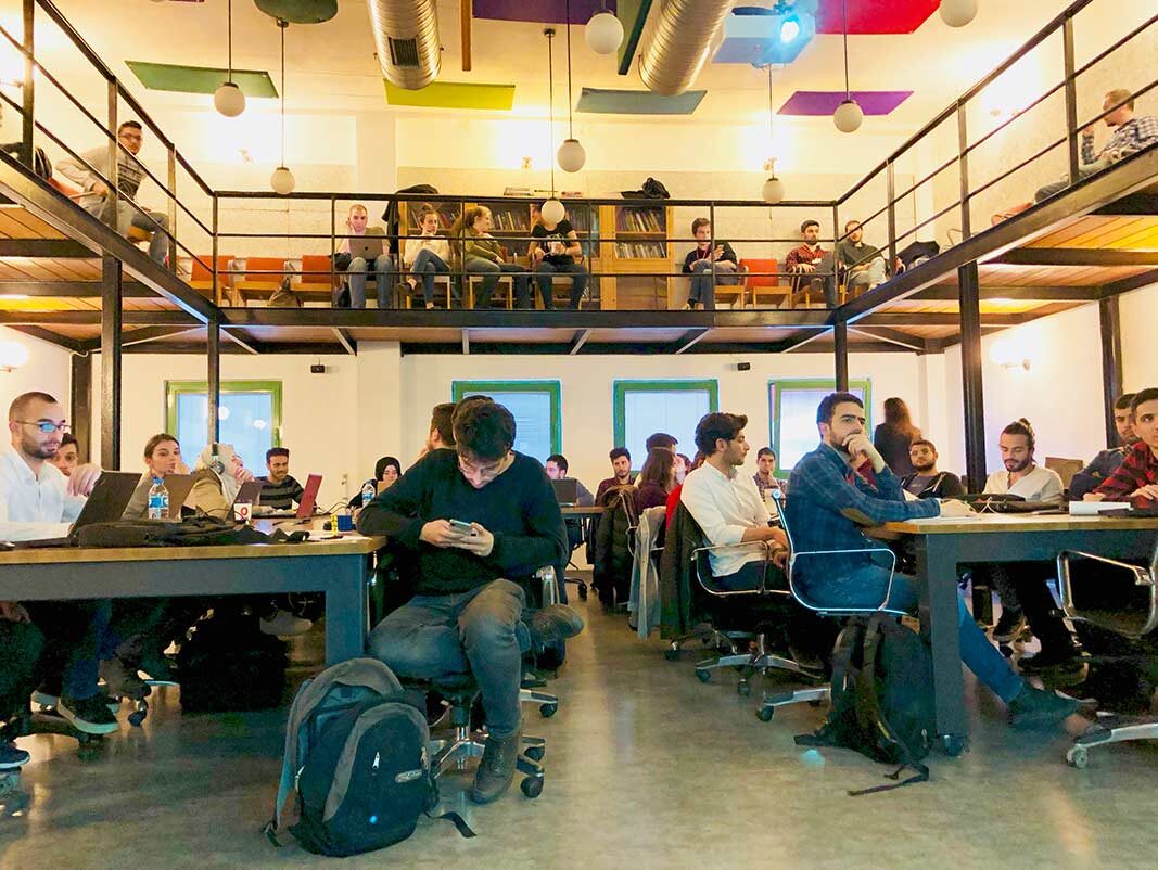 A wide view of the full classroom