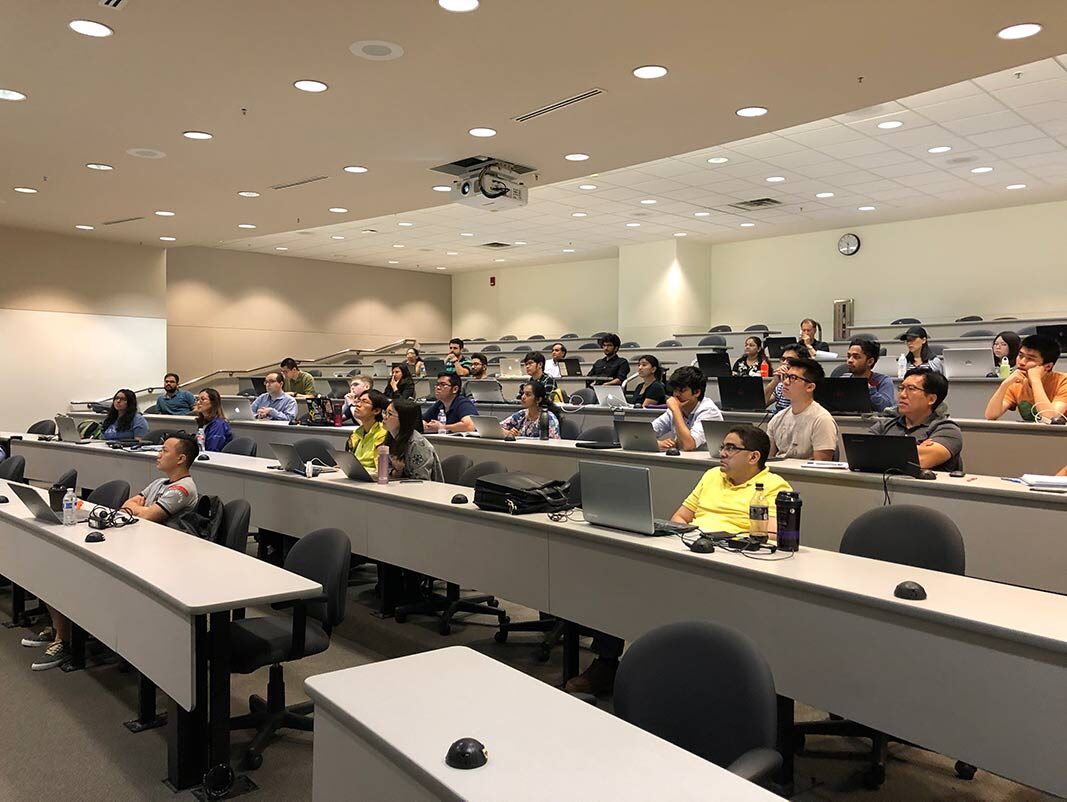 Students in the lecture hall at UT Dallas